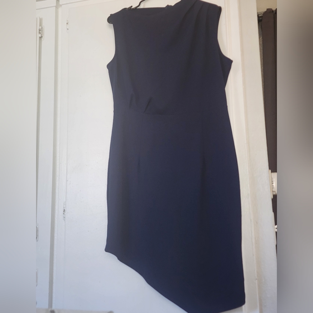Elegant Blue Asymmetrical Sheath Dress for Cocktail Events